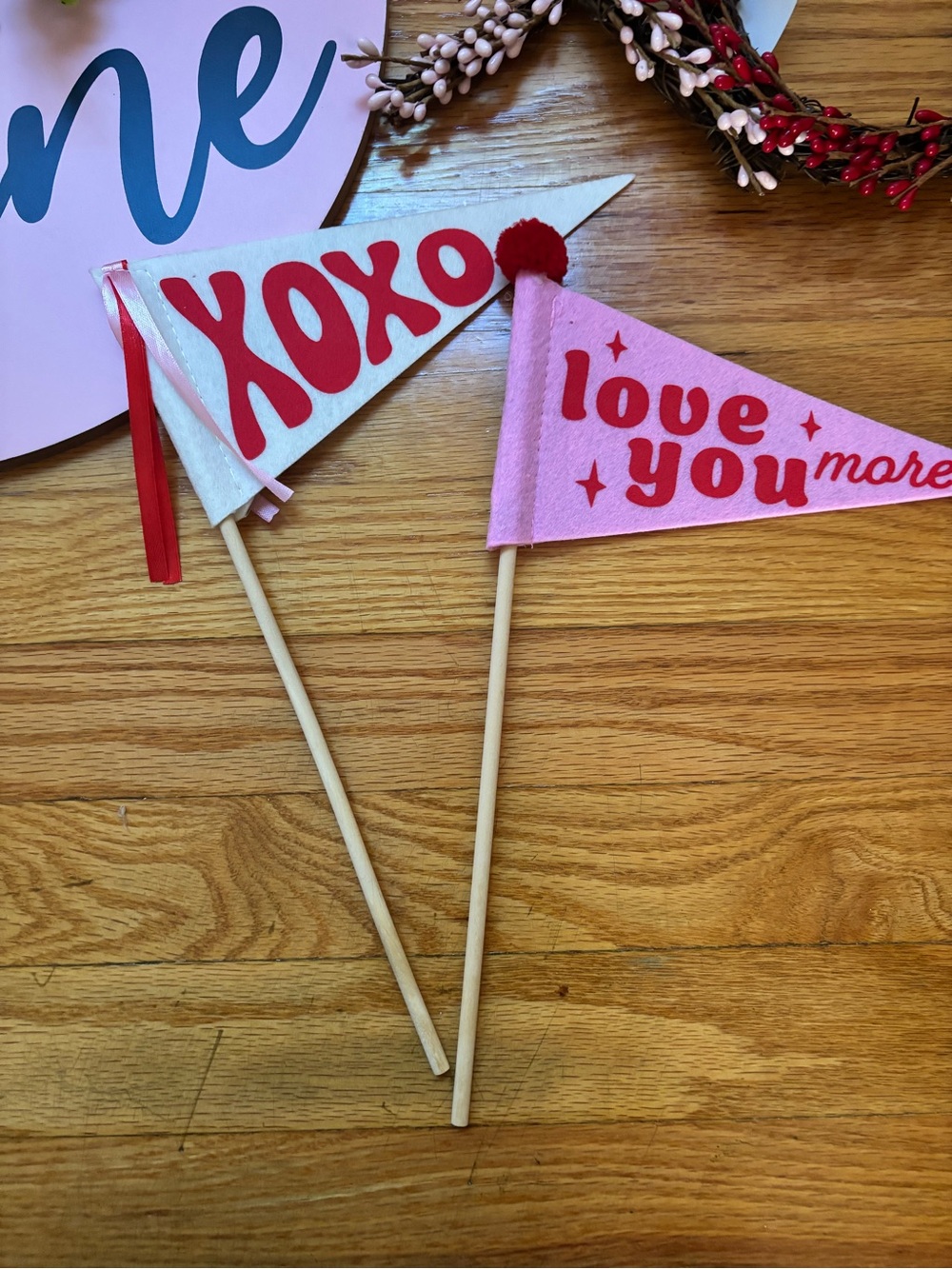 Target Pink and White Valentine Pennant Cake Picks - XOXO & Love You More